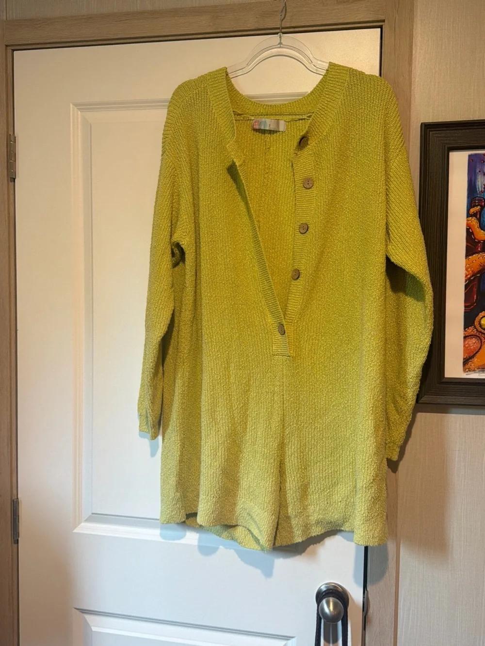 Free People Chartreuse Knit Romper Jumpsuit